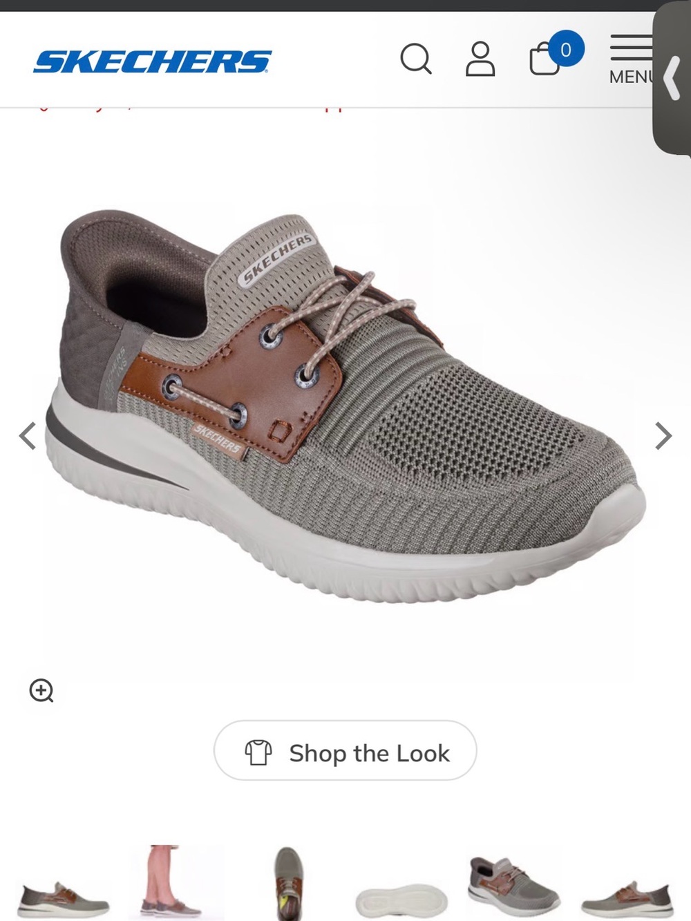Skechers Men's Gray Knit Slip-On Sneaker with Brown Accent